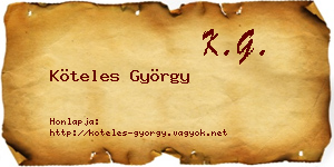 Köteles György névjegykártya